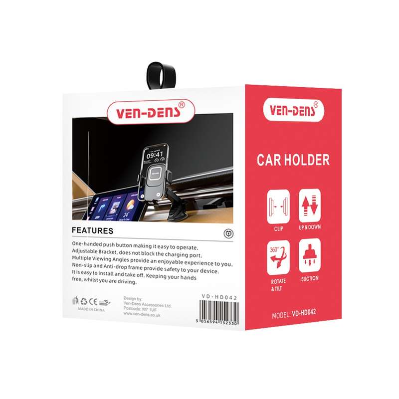 Ven-Dens Universal 360° Car Cell Phone Holder - Black