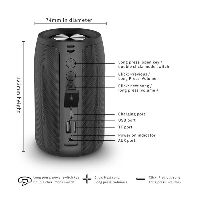 ZEALOT Portable Bluetooth Speaker (S32) - Black