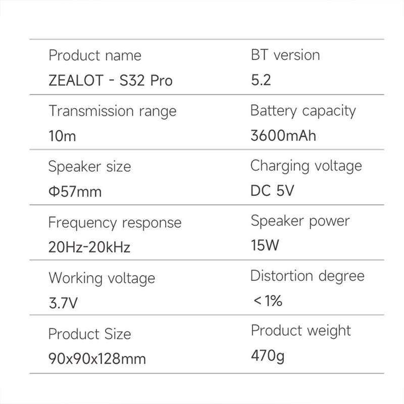 ZEALOT Portable Bluetooth Speaker (S32 Pro) - Black