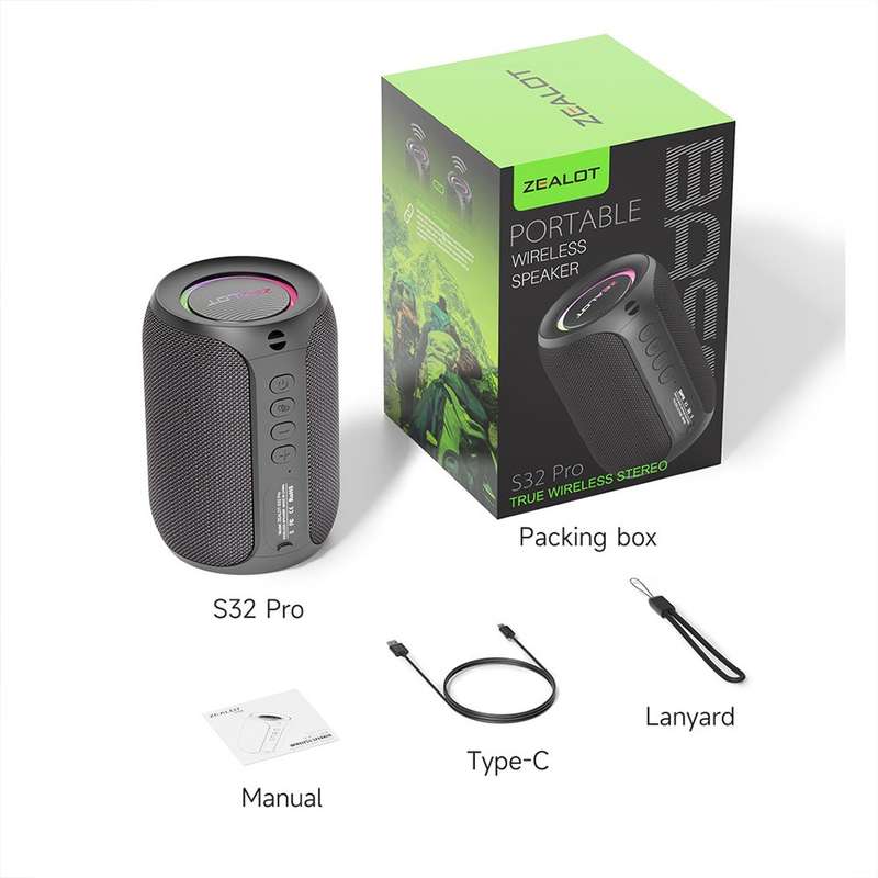 ZEALOT Portable Bluetooth Speaker (S32 Pro) - Black