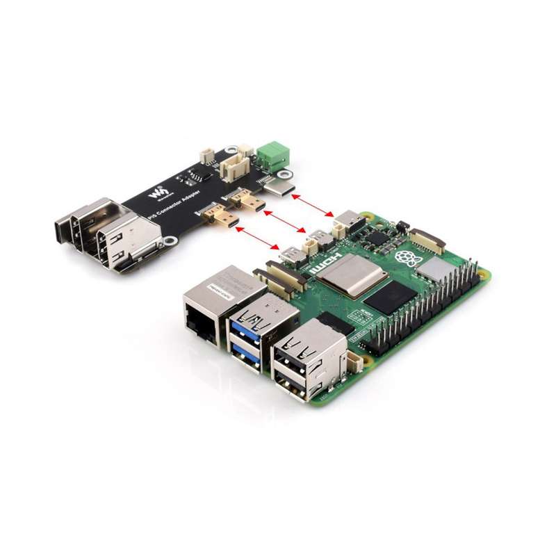 Waveshare Raspberry Pi 5/4 Adapter (Dual HDMI) - Micro HDMI to Dual Full-Size HDMI