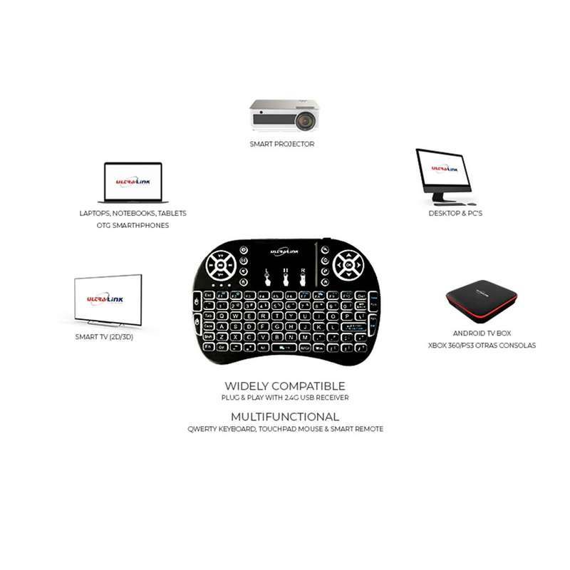 i8 Mini Wireless Keyboard with Touchpad - Backlit (Black) *Non-Rechargeable*