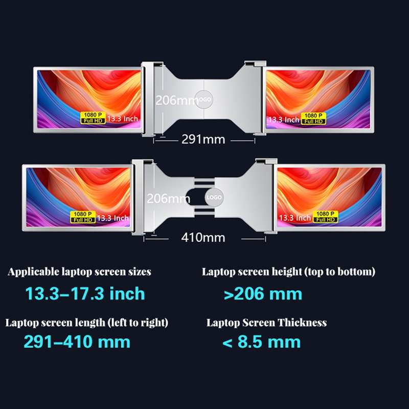 Dual Portable Monitors for Laptops - 13.3 inch / 1920x1080