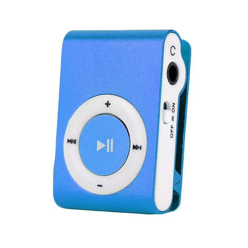 Pocket MP3 Player With Back Clip - Uses Micro SD Light Blue