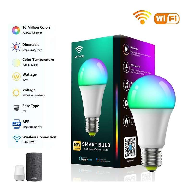Tuya Smart WiFi LED 9W Bulb E27 Multicolour RGBCW - Alexa / Google / Compatible - Smart Life App