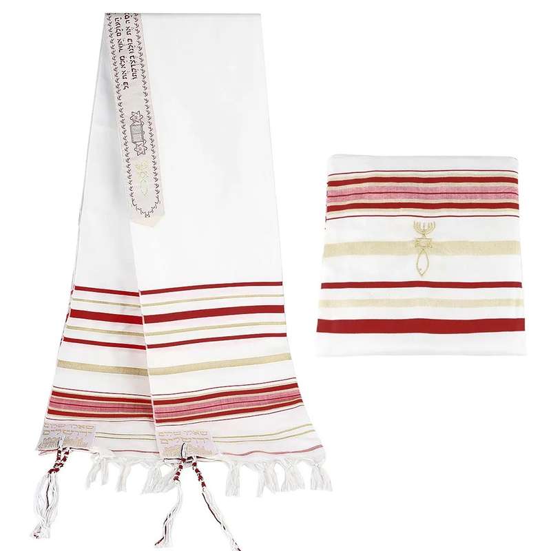 Religious Prayer Shawl - 50x180cm (Multiple Colors) - Includes Bag Red