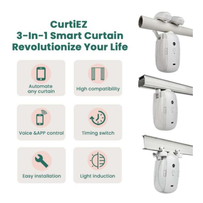 Smart Wifi Electric Curtain Opener / Closer - Works with iOS and Android (2 Pack)