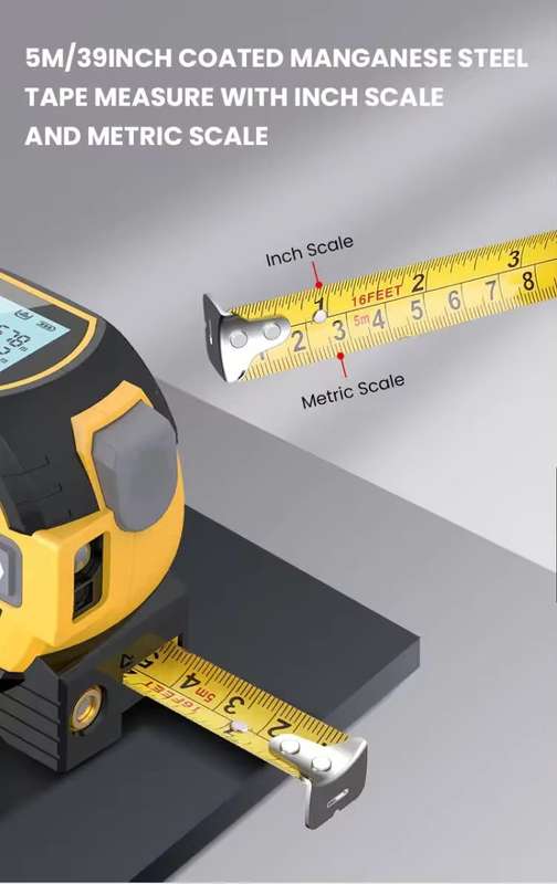 3-in-1 Digital Tape Measure - 5m Tape Measure / 40m Laser / Laser Cross Marking