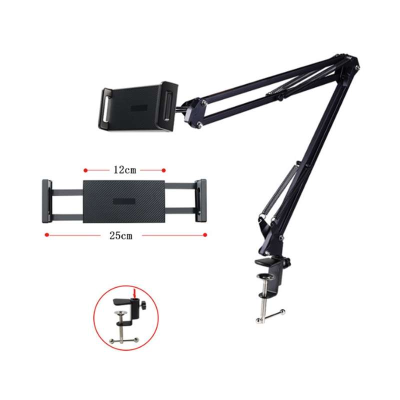 Tablet Table Stand with Easy-lock Padded Holder (5-10 inch screens) - 360 degree Swivel