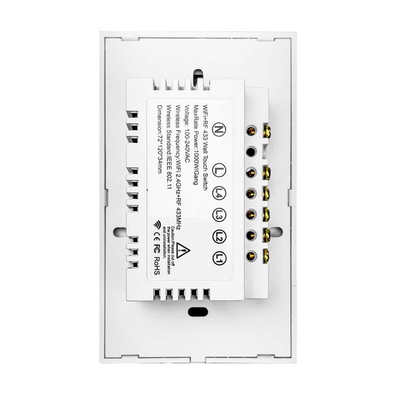 GeeWiz Wifi Smart Light Switch (NO NEUTRAL REQUIRED) - TUYA + Capacitor 4 Gang
