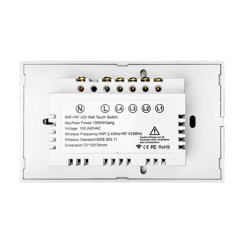 GeeWiz Wifi Smart Light Switch (NO NEUTRAL REQUIRED) - TUYA + Capacitor 4 Gang