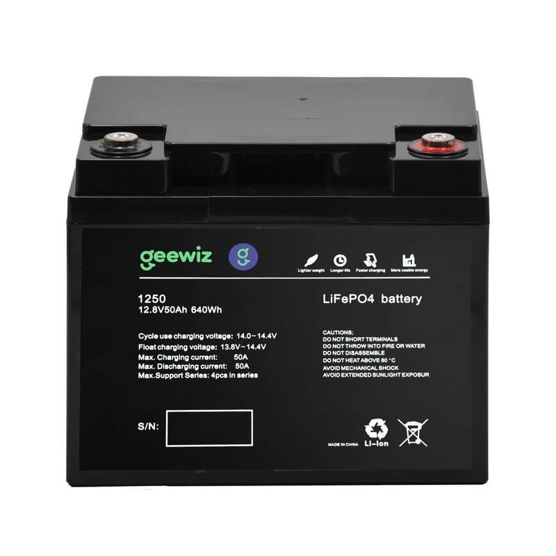 GeeWiz 12V 50Ah Lithium Ion LiFePO4 640Wh 4000 Cycle Battery (FIRST LIFE CELLS) - 2 Year Unlimite...