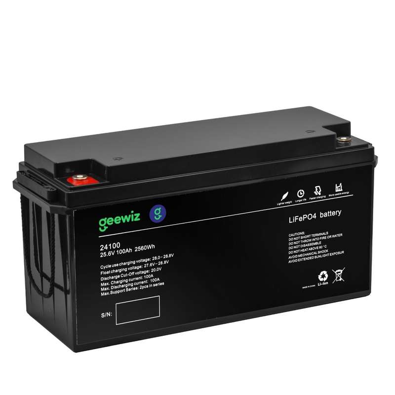 GeeWiz 24100 2.56kWh 24V 100Ah Lithium Ion LiFePO4 4000 Cycle Battery (FIRST LIFE CELLS) - 2 Year...