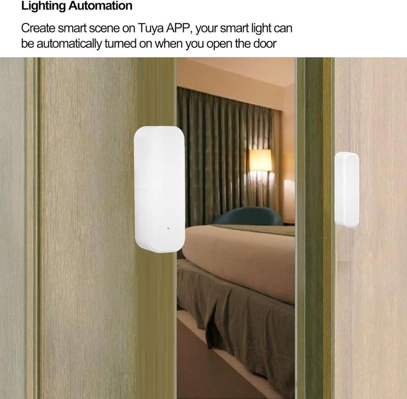 Tuya Smart Wi-Fi Door & Window Sensor - Remote Alerts & Works with Alexa/Google Home (White)