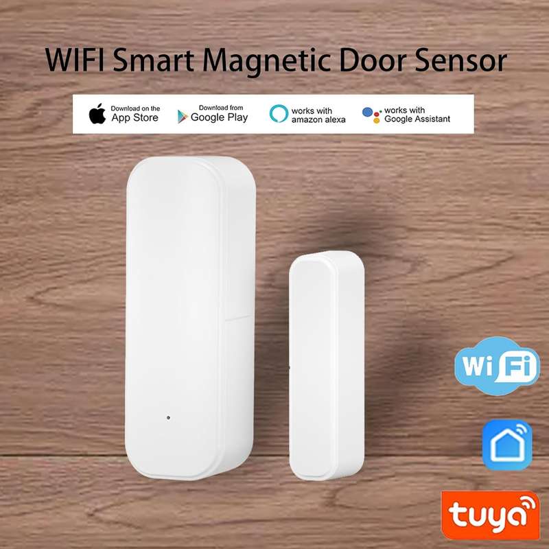 Tuya Smart Wi-Fi Door & Window Sensor - Remote Alerts & Works with Alexa/Google Home (White)