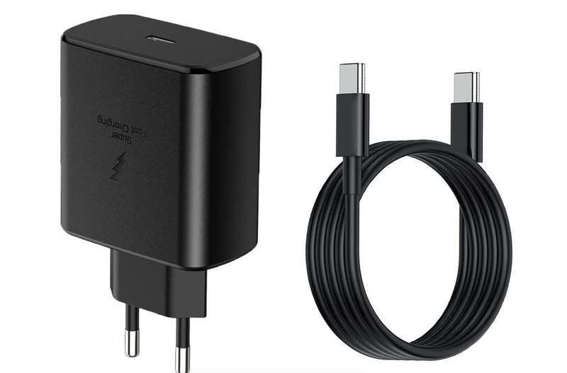 Fast Charging 25W Adapter & Type-C Cable Compatible for Android White