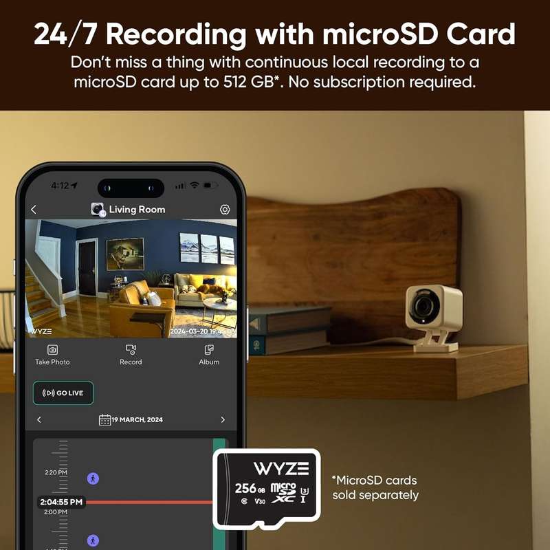 Wyze Cam v4- 2K HD Wi-Fi Smart Home Security Camera- Indoor/Outdoor Use- Pet/Baby Monitor- Motion...
