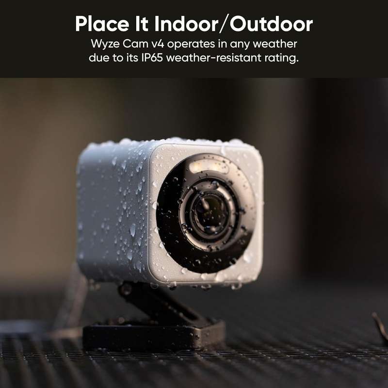 Wyze Cam v4- 2K HD Wi-Fi Smart Home Security Camera- Indoor/Outdoor Use- Pet/Baby Monitor- Motion...