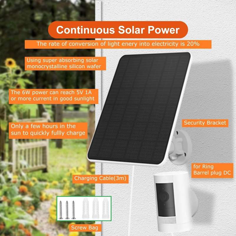 6W Solar Panel for Ring Camera