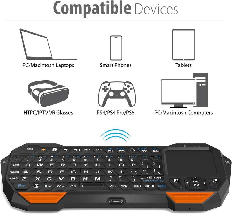 Fosmon Mini Bluetooth Keyboard (QWERTY Keypad)- Wireless Portable with Touchpad- Compatible with ...