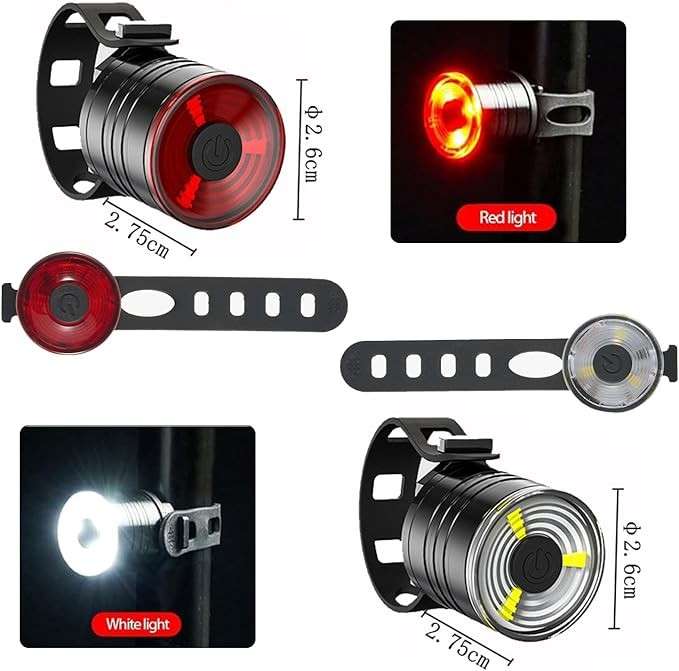 LED Tail Light Set- Sleek - Adjustable and Reliable for Bikes and Scooters - Red and White Set