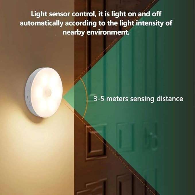 Motion Sensing LED Nightlight - USB Rechargeable Cool and Warm White