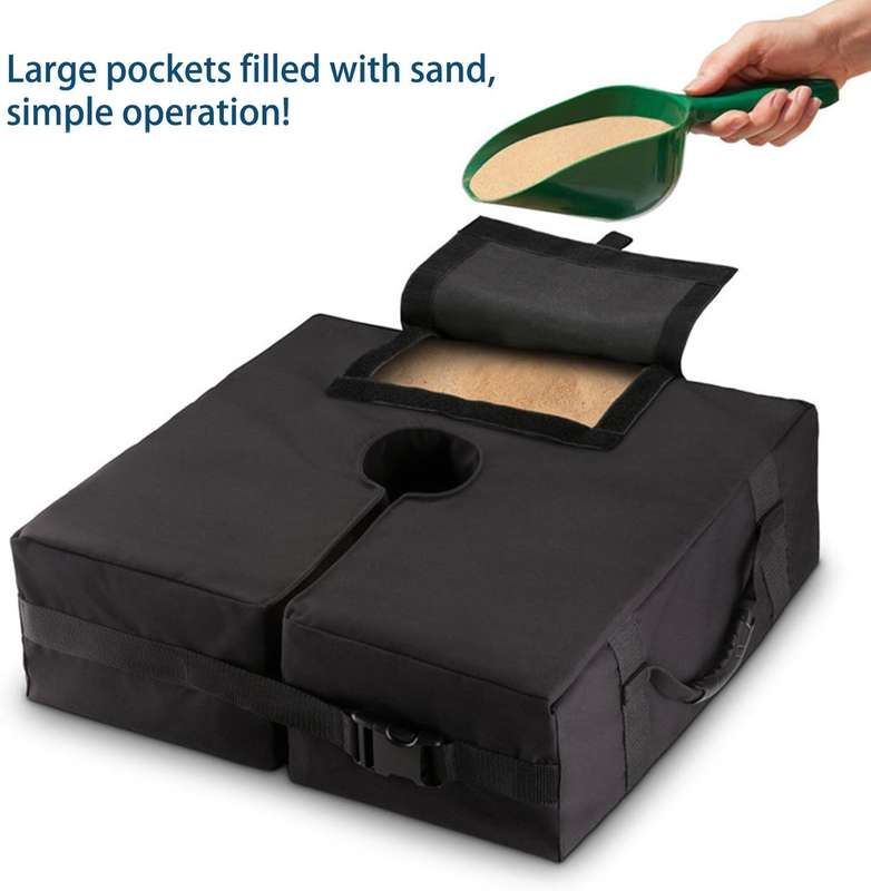 Heavy-Duty Umbrella Base Square Weight Bag with Sturdy Handle - Fillable- All-Weather Outdoor San...