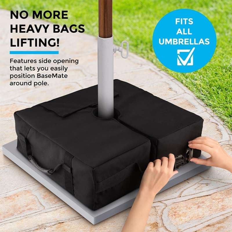 Heavy-Duty Umbrella Base Square Weight Bag with Sturdy Handle - Fillable- All-Weather Outdoor San...