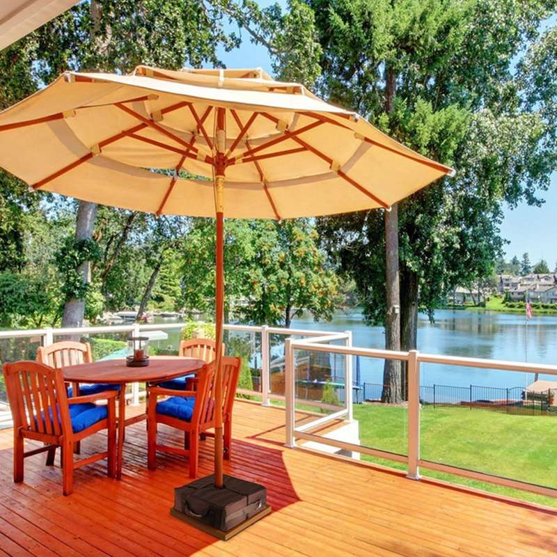 Heavy-Duty Umbrella Base Square Weight Bag with Sturdy Handle - Fillable- All-Weather Outdoor San...