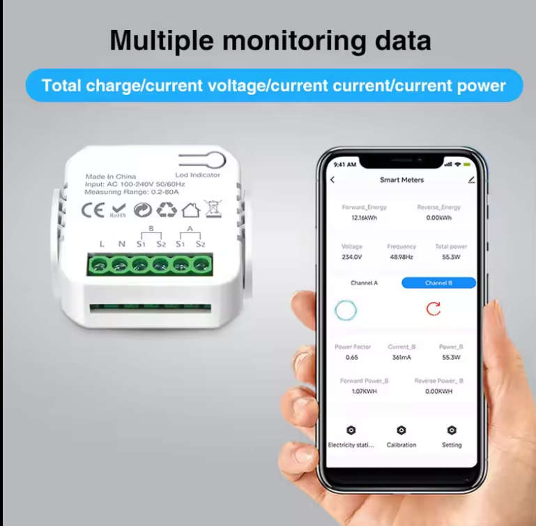 GeeWiz Tuya Energy Monitor - with 2x 80A sensors