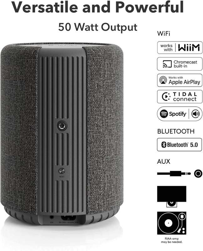 Audio Pro A10 MKII Wireless Multiroom Speaker- WiiM Edition | 50W Hi-Res Audio- Wall Mountable- B...