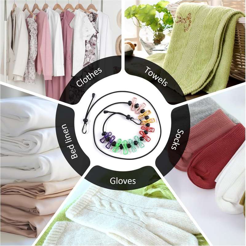Retractable Portable Clothesline with 12 Clips - Perfect for Travel & Home Use