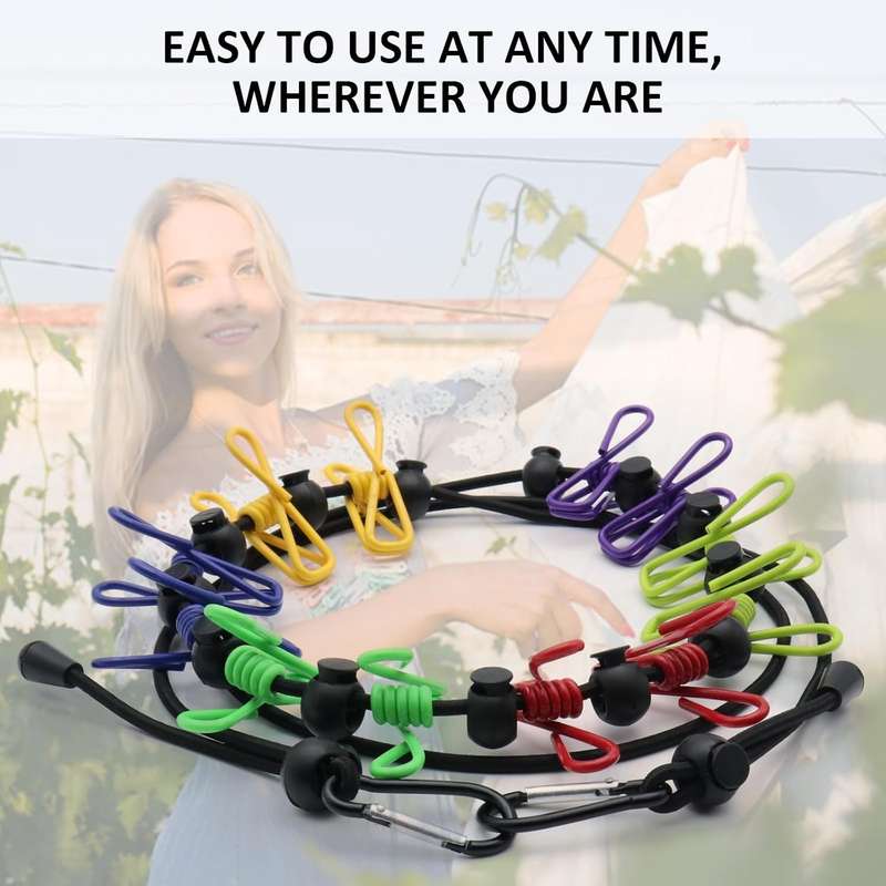 Retractable Portable Clothesline with 12 Clips - Perfect for Travel & Home Use