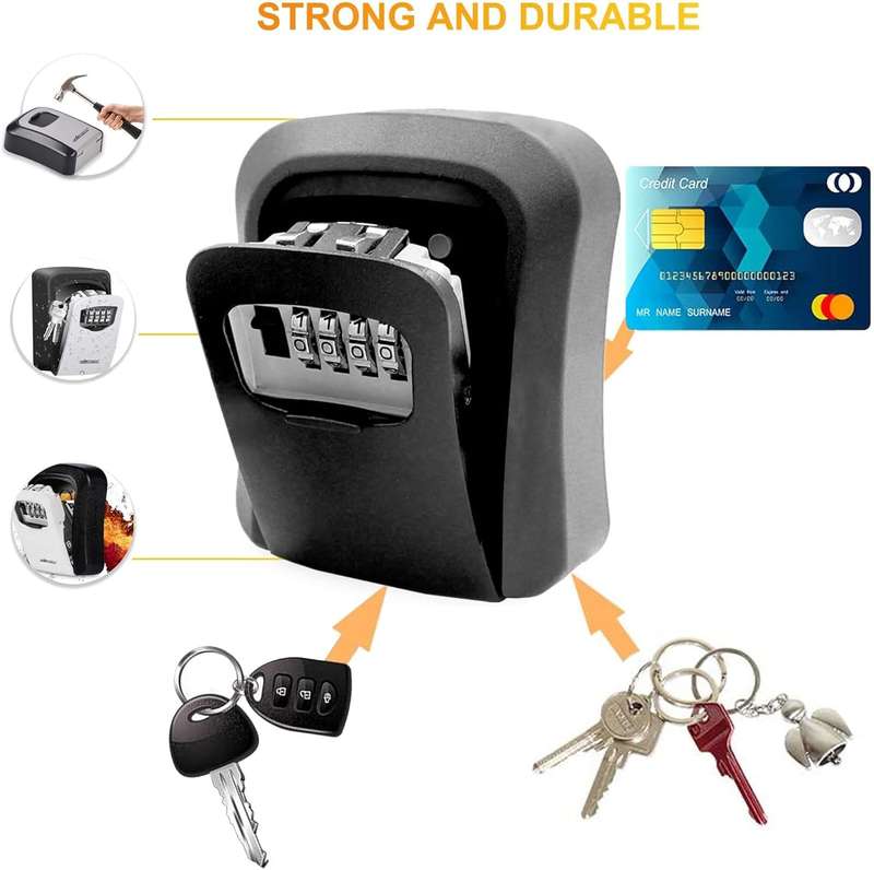 Outdoor Key Lock Box - Secure Key Storage with 4-Digit Combination- Heavy-Duty Weatherproof Design