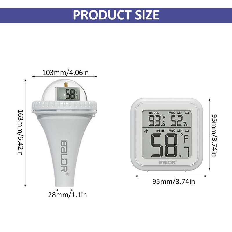Wireless Floating Pool Thermometer  Easy-Read LCD Screen- Ideal for Swimming Pools- Hot Tubs- ...