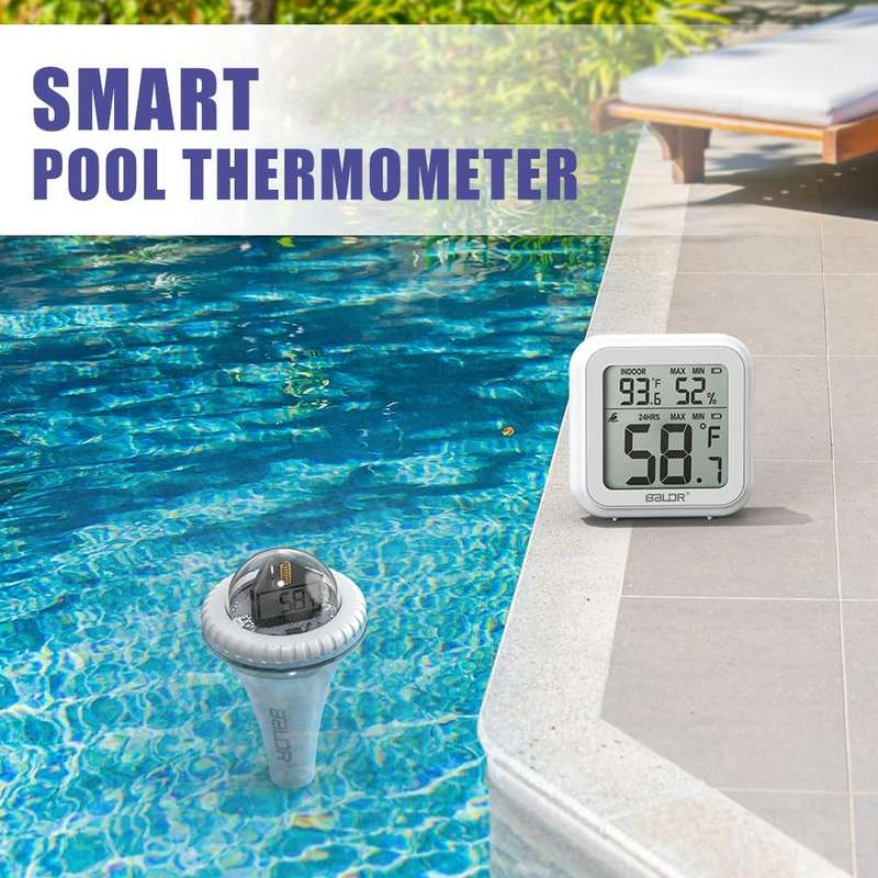 Wireless Floating Pool Thermometer  Easy-Read LCD Screen- Ideal for Swimming Pools- Hot Tubs- ...
