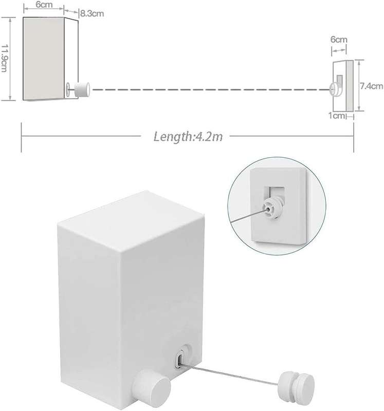 4.2m Retractable Washing Line  Space-Saving Indoor & Outdoor Clothes Drying Solution