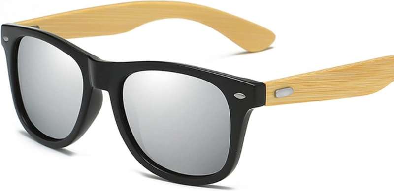 Bamboo Sunglasses  100% UVA/UVB Protection- Eco-Friendly Polarized Eyewear Silver Lens