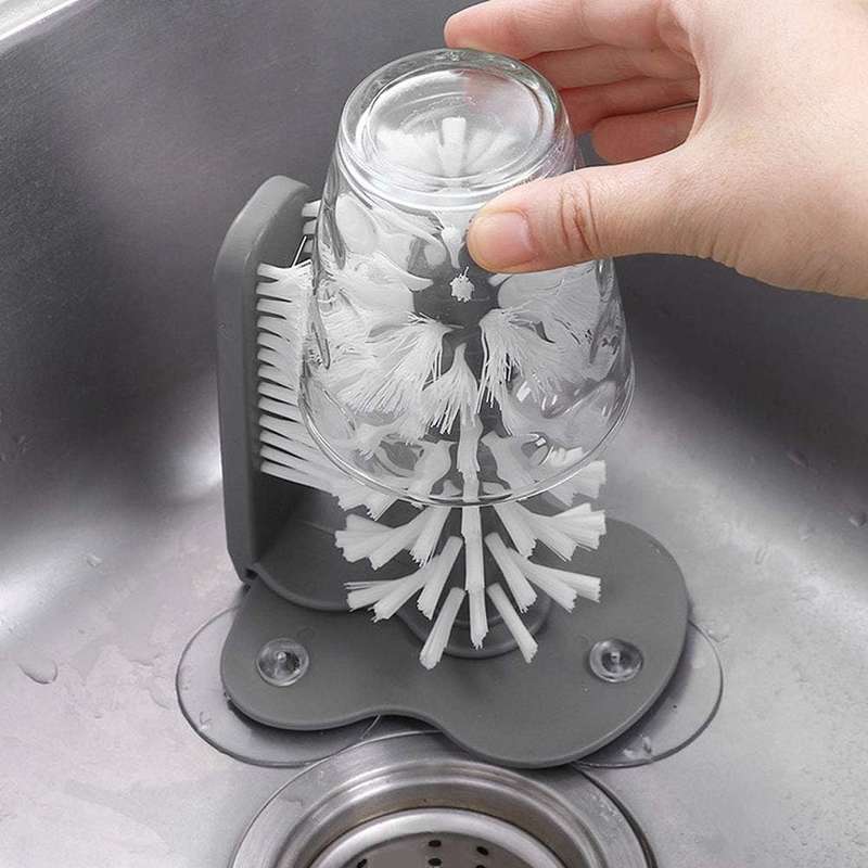 Double-Sided Bristle Brush - Glass- Cup- and Bottle Cleaner Tool for Home Use