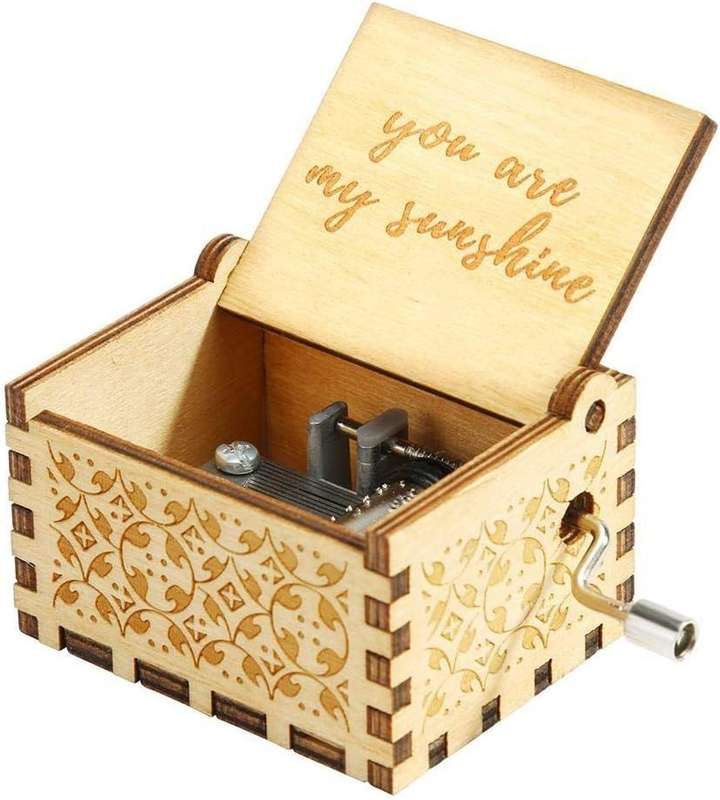 You Are My Sunshine Classic Mini Wooden Music Box  Hand-Crank Vintage Gift