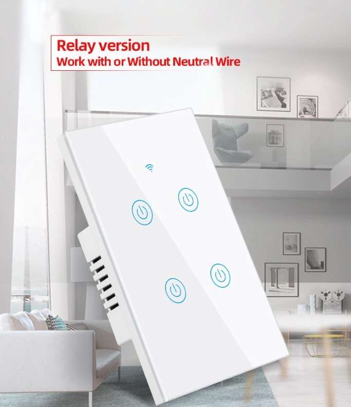 Apple Homekit Compatible Smart Switch - Wifi(No Neutral Required) 4 Gang