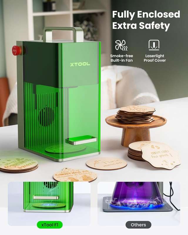 xTool F1 2-in-1 Dual Laser Engraver - High-Speed Portable Fiber Laser for Jewelry- Metal- Wood & ...