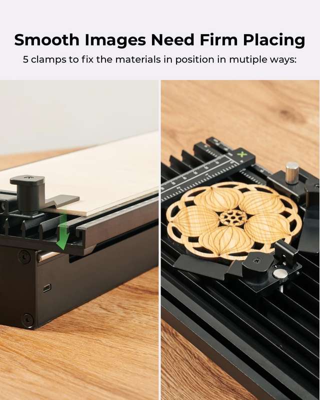 xTool F1 Slide Extension - Expand Laser Engraving Area to 115x400mm- Includes 5 Clamps for Stabil...
