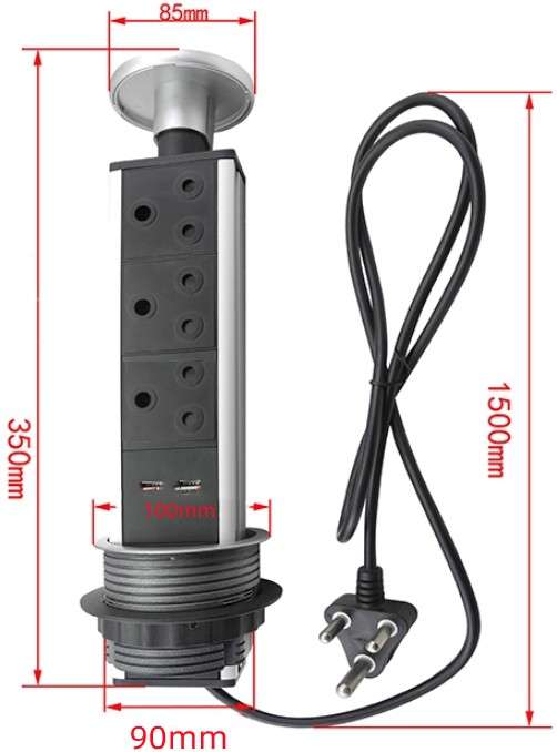 Manual Desktop Plug Socket Pop-Up Column - 85mm