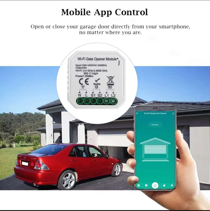 Tuya Zigbee Garage Door Controller (AC Powered)