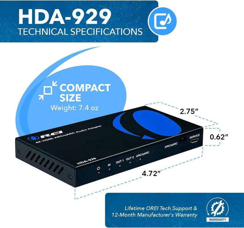 OREI eARC 4K 60Hz Audio Extractor (HDA-929)