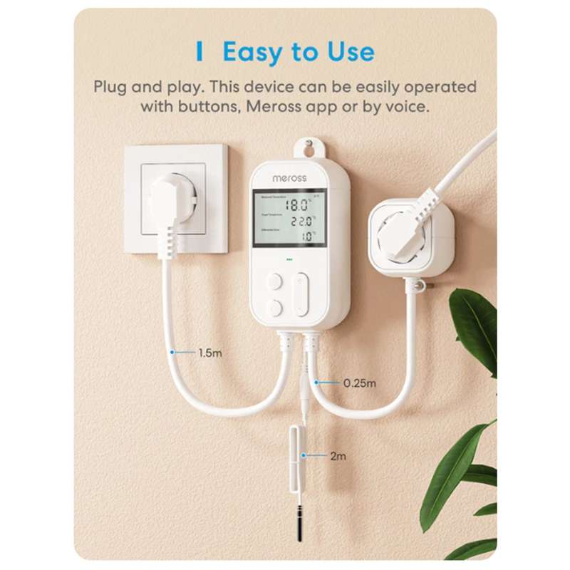 Meross Smart Wi-Fi Socket Thermostat / Heating & Cooling / MTS960HK