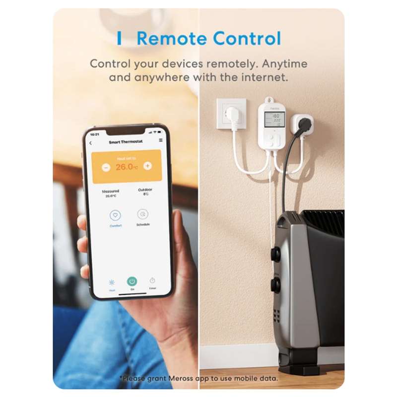 Meross Smart Wi-Fi Socket Thermostat / Heating & Cooling / MTS960HK