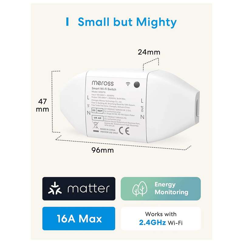 Meross Matter Smart DIY Switch with Energy Monitor / MSS715MA