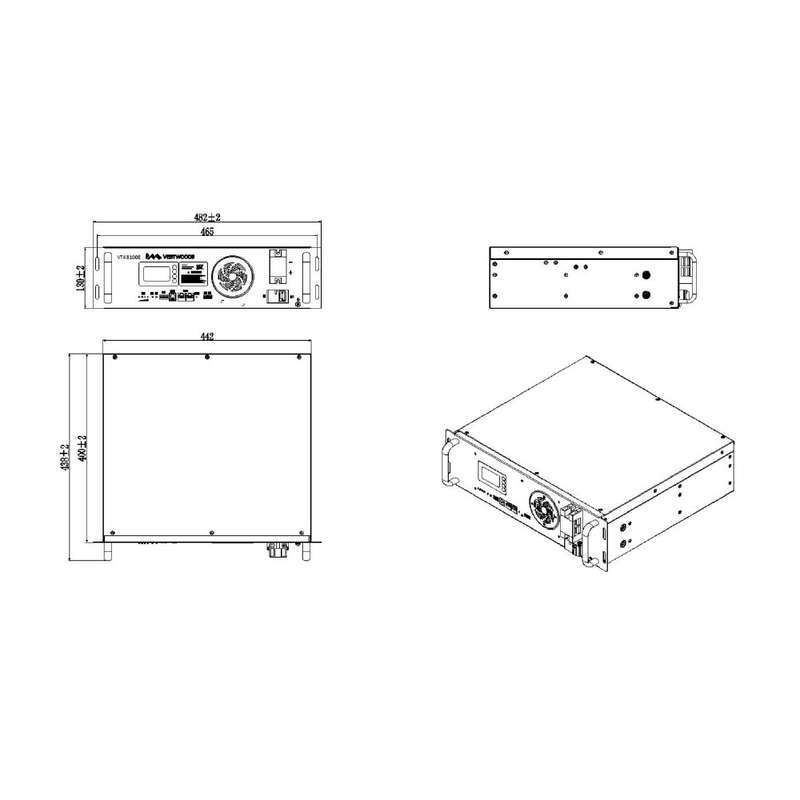 Vestwoods Lithium-ion LifePO4 Battery VT48100E-A2 5.12kWh - 51.2V - 16 Cell- 100Ah 3U LCD No SNMP...